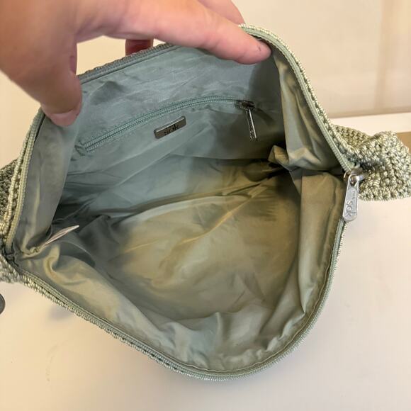 The Sak Shoulder Bag Light Green Crochet Knit Boho Purse Casual Festival Lined - Picture 6 of 8